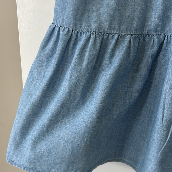 J Crew Chambray Ruffle Sleeve Tiered Mini Dress w Pockets, Cotton - Picture 6 of 14